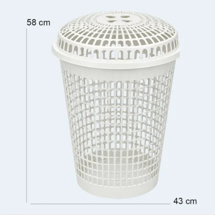 Nova Plastic Laundry Basket with Ventilated Lid – 58 × 43 cm ( White )