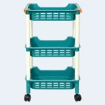 3-Tier Multipurpose Plastic Storage Shelf with Wheels – 74 × 40 × 27 cm