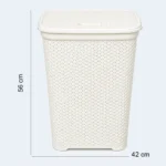 Rattan Style Plastic Laundry Basket with Lid – 42 × 30 × 56 cm