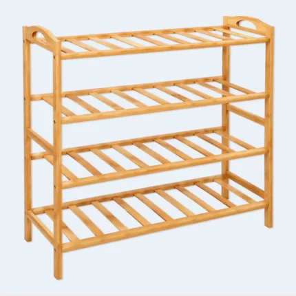 4-Tier Bamboo Shoe Rack – Wooden Shoe Storage Organizer 70 × 23 × 67 cm