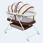 Baby Cradle HK 205 with Mosquito Net Canopy, Wheels & Storage Basket
