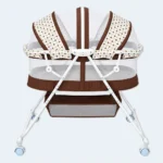 Baby Cradle HK 205 with Mosquito Net Canopy, Wheels & Storage Basket