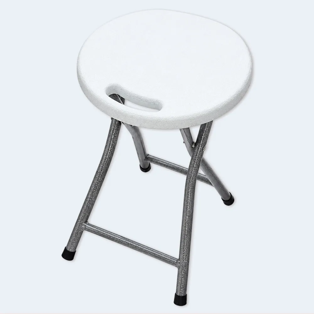 Portable Folding Stool with Round Seat & Metal Frame – 29 × 45 cm Portable Folding Stool with Round Seat & Metal Frame – 29 × 45 cm