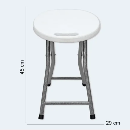 Portable Folding Stool with Round Seat & Metal Frame – 29 × 45 cm