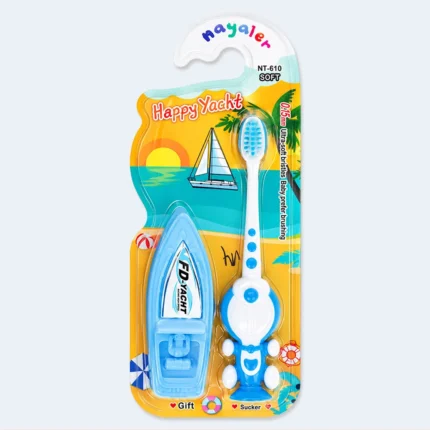 Mayaler Kids Ultra Soft Toothbrush with Toy Boat Gift – NT-610 ( Blue )