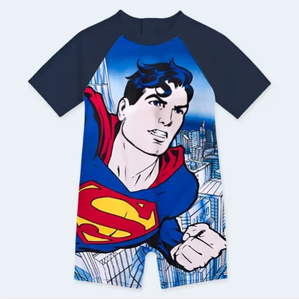 Kids Superman Short Sleeve One-Piece Swimwear – Ages 10–11 Years