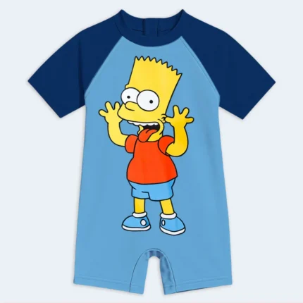 Boys Bart Simpson Short Sleeve One-Piece Swimwear – Ages 6–7 Years