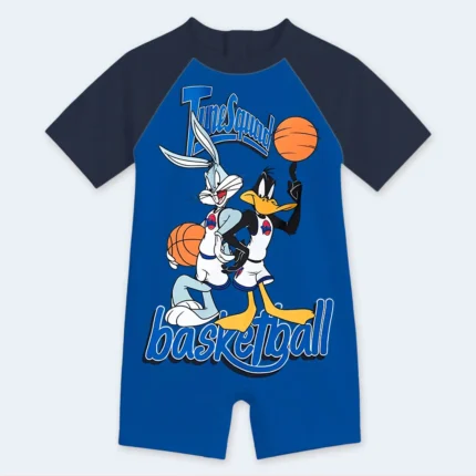 Boys Looney Tunes Basketball Short Sleeve One-Piece Swimwear – Ages 4–5 Years