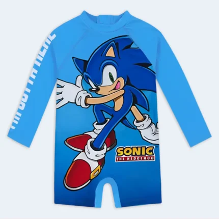 Boys Sonic the Hedgehog Long Sleeve One-Piece Swimwear – Ages 3–4 Years