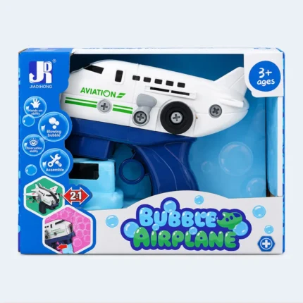 Kids Airplane Bubble Gun Toy with Bubble Solution – 22 × 18 cm