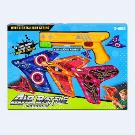 Air Battle LED Foam Plane Launcher Set with Toy Launch Gun – 40 × 31 cm