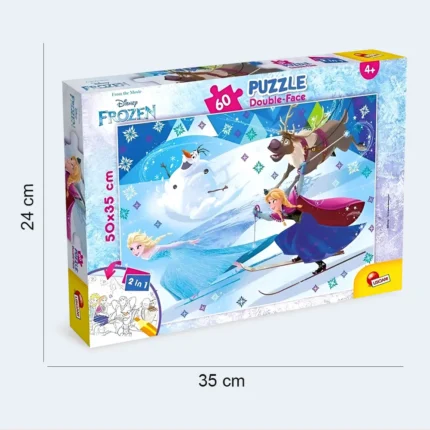 Disney Frozen 60-Piece Double-Face Jigsaw Puzzle for Kids – 50 × 35 cm